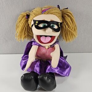 Silly Puppets Pink Starlet Superhero Girl 14" Hand Puppet Purple Cape 2008